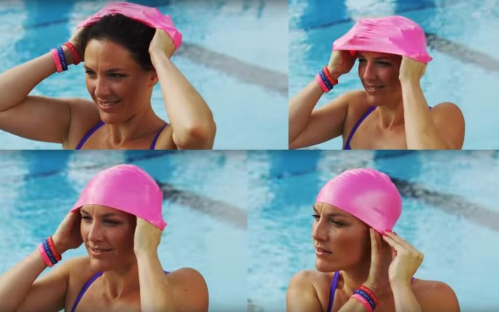 как надеть шапочку для бассейна